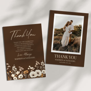 Boho Wildflower Wild Flowers Floral Custom Photo Thank You Card