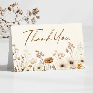 Boho Wildflower Wild Flowers Floral Garden Thank You Card