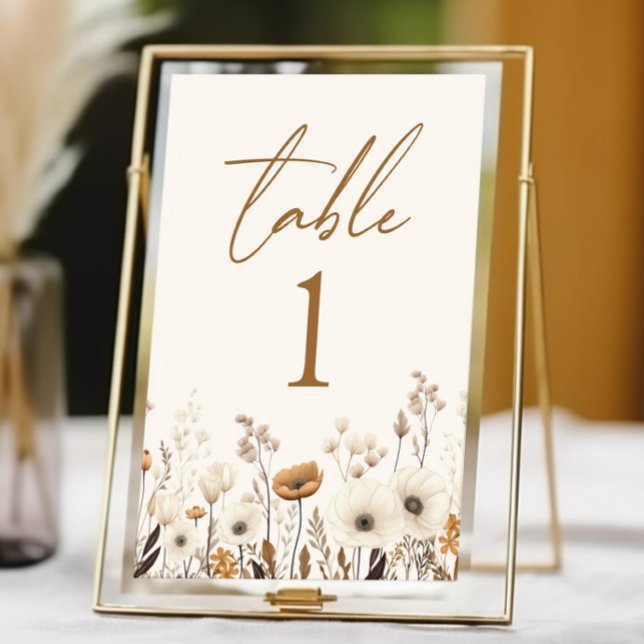 Boho Wildflower Wild Flowers Floral Garden Wedding Table Number (Creator Uploaded)