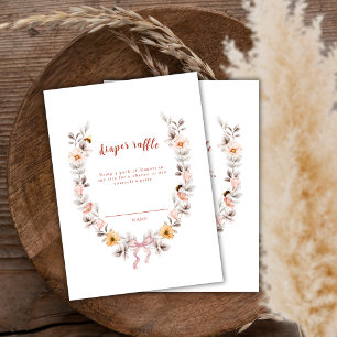 Boho Wildflower Wreath Diaper Raffle Baby Shower Enclosure Card