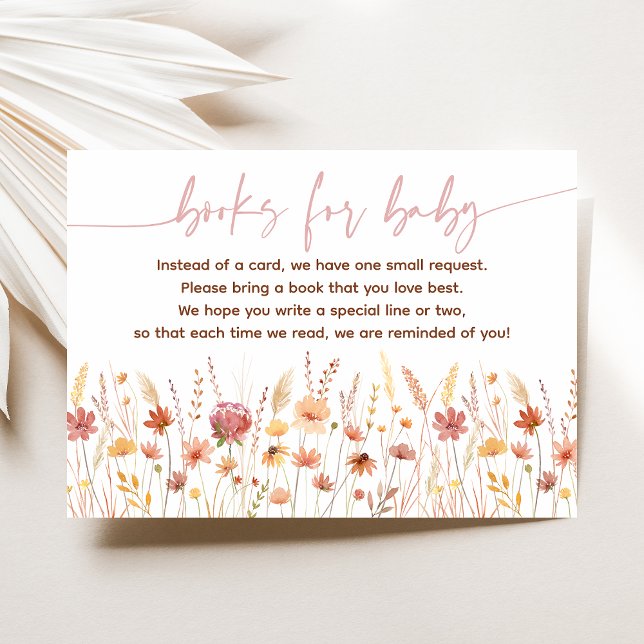 Boho Wildflowers Baby Shower Book Request Enclosure Card (Creator Uploaded)