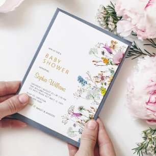 Boho Wildflowers Baby Shower Invitation