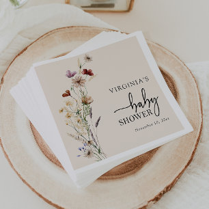 Boho Wildflowers Baby Shower Napkin