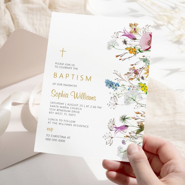 Boho Wildflowers Baptism Invitation (Creator Uploaded)