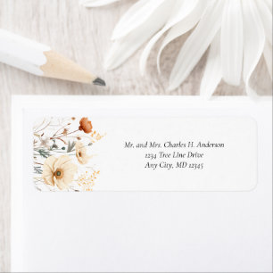 Boho Wildflowers Beige Terracotta Wedding Return  Address Label