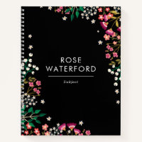 Boho Wildflowers - Black - Name