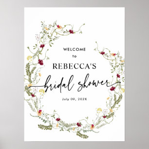 Boho Wildflowers Bridal Shower Welcome Poster