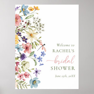 Boho Wildflowers Bridal Shower Welcome Sign