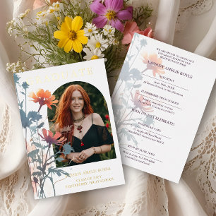 Boho Wildflowers Bunch Photo Modern Arch Graduate