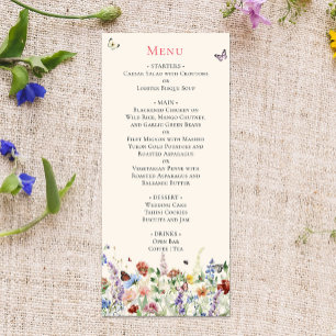 Boho Wildflowers & Butterflies Menu