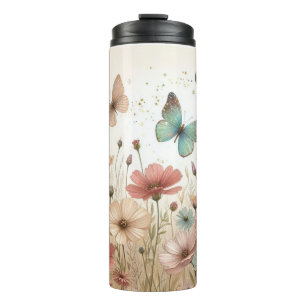 Boho Wildflowers & butterflies Thermal Tumbler