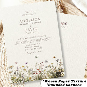 Boho Wildflowers Butterflies Wedding Invitation