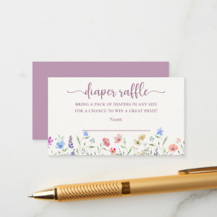 Boho Wildflowers Diaper Raffle Baby Shower Enclosure Card
