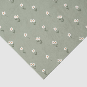 Boho Wildflowers Ditsy Floral Cottagecore Green Tissue Paper