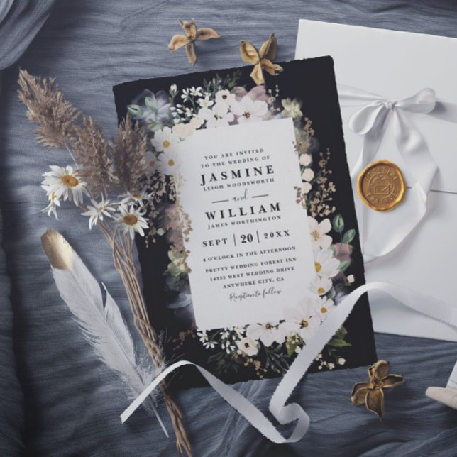 Boho Wildflowers Elegant Modern Chic Wedding Invitation (Creator Uploaded)
