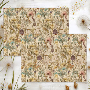 BOHO WILDFLOWERS FLORAL DECOUPAGE TISSUE PAPER