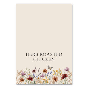 Boho Wildflowers Food Buffet Label Card