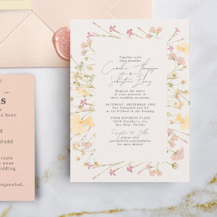 Boho Wildflowers Frame Wedding Invitation