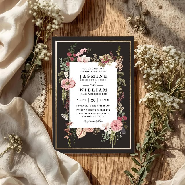 Boho Wildflowers Garden Elegant QR Code Wedding Invitation (Creator Uploaded)