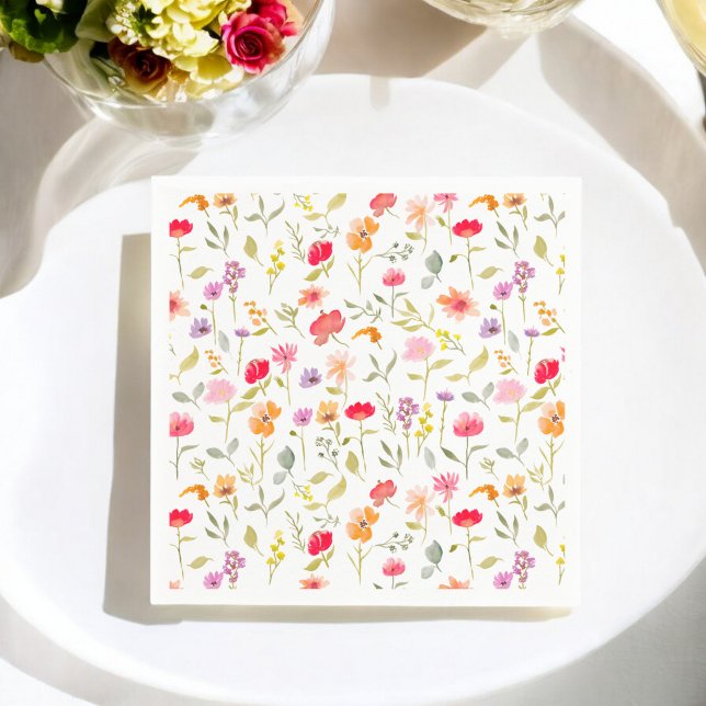 Boho wildflowers garden floral bridal shower party napkin (Boho wildflowers garden floral bridal shower party napkins)