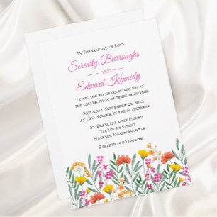 Boho Wildflowers Garden Spring Floral Wedding Invitation