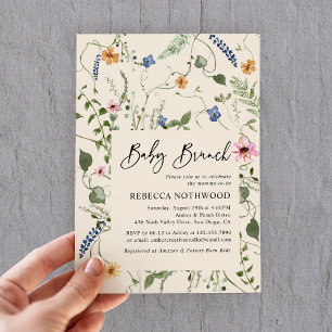 Boho Wildflowers Gender Neutral Baby Brunch Shower Invitation