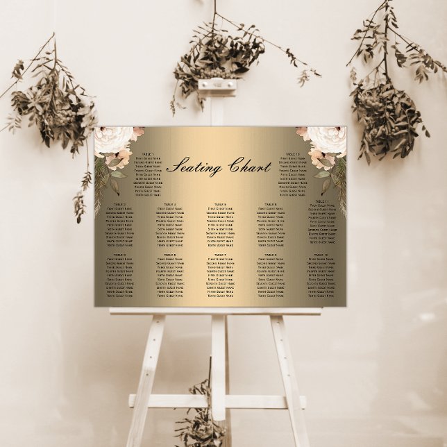 Boho Wildflowers Gold Wedding Seating Chart (Creator Uploaded)
