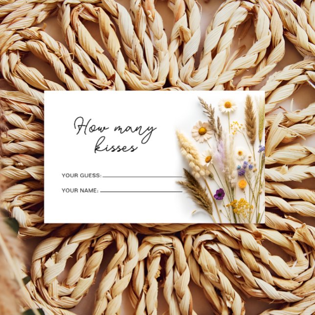 Boho Wildflowers How Many Kisses Bridal Game Enclosure Card (Creator Uploaded)