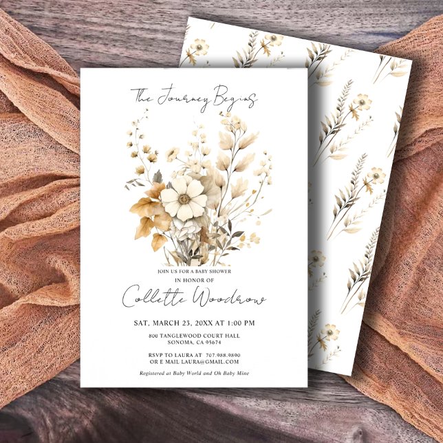 Boho Wildflowers Journey Begins Baby Shower Invitation (Creator Uploaded)