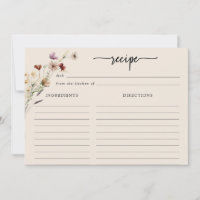 Boho Wildflowers Large Recipe Card