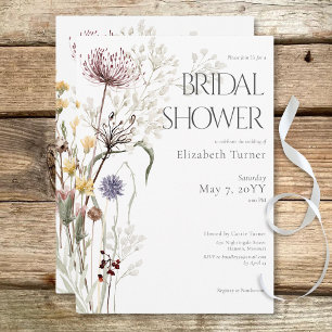 Boho Wildflowers Modern Floral Bridal Shower Invitation
