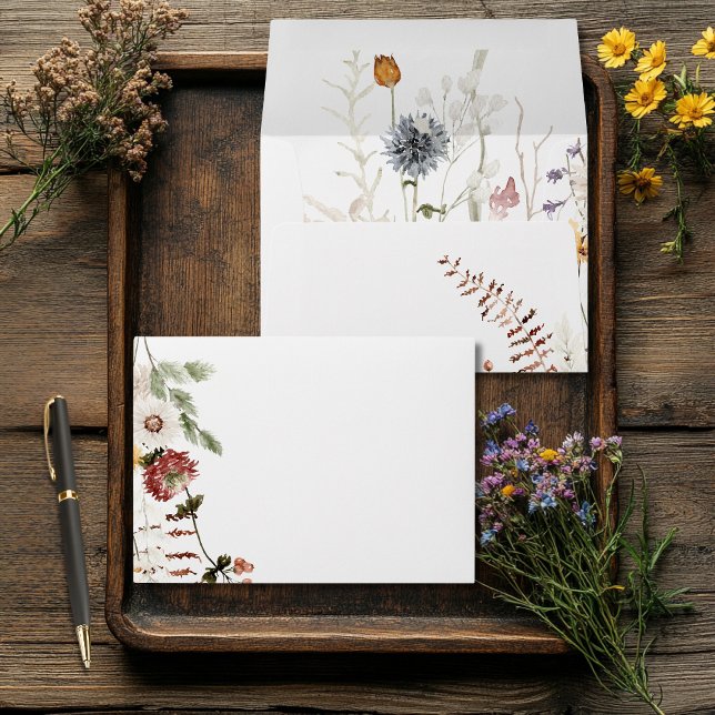 Boho Wildflowers Modern Floral Invite Envelope (Creator Uploaded)