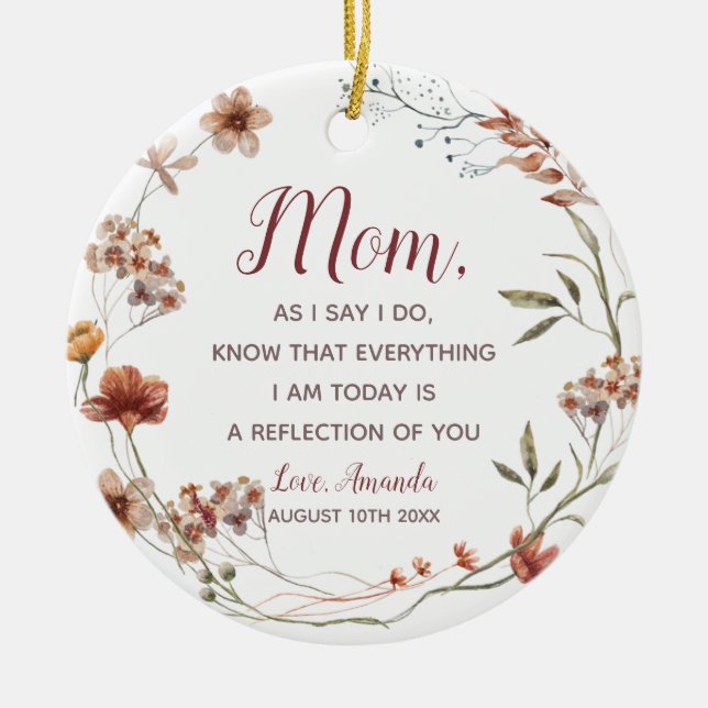 Boho Wildflowers Mother of the Bride Ceramic Ornament (Front)