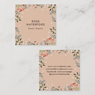 Boho Wildflowers - Neutral Boho Colour Palette Square Business Card