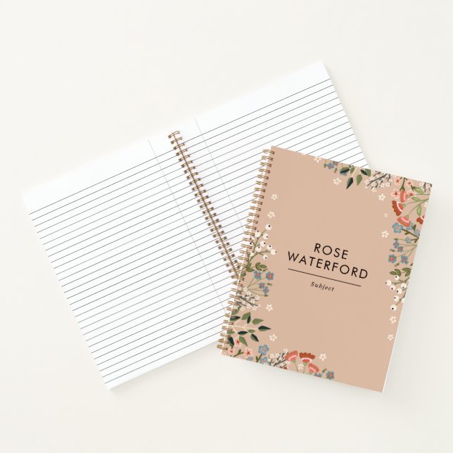 Boho Wildflowers - Neutral Palette - Your Name Notebook (Inside)