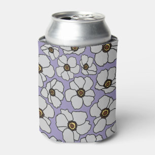 Boho Wildflowers On Lavender Can Cooler