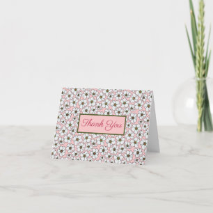 Boho Wildflowers On Pink Thank You Card