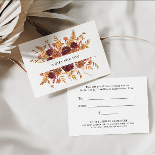 Boho Wildflowers on White Gift Certificate