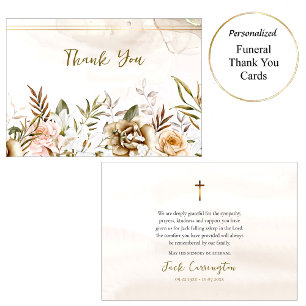 Boho Wildflowers Orthodox Christian Funeral Thank You Card