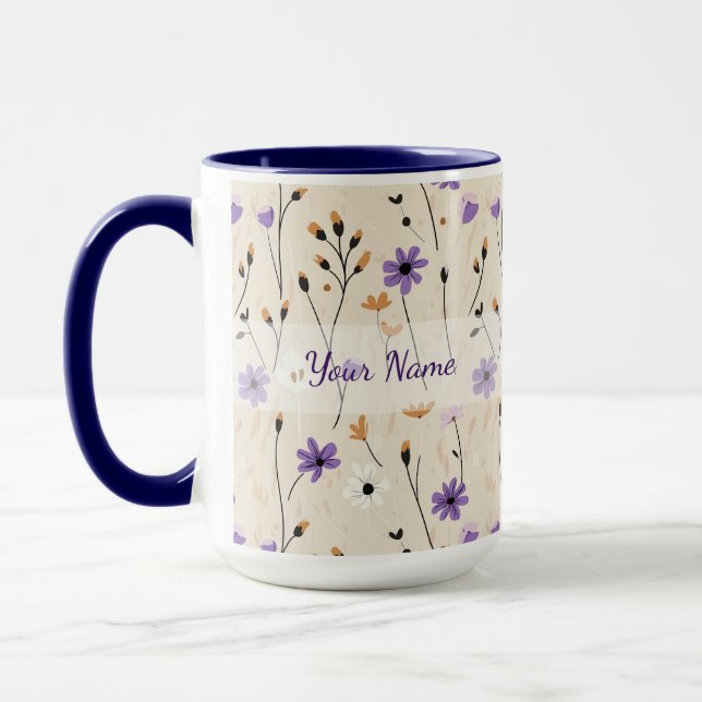 Boho Wildflowers Personalised Floral Mug (Left)