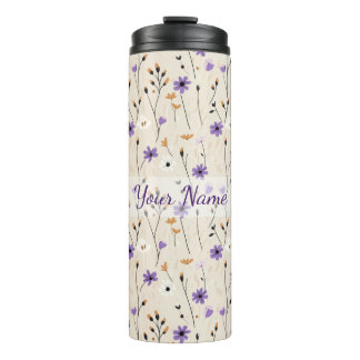 Boho Wildflowers Personalised Floral Thermal Tumbler