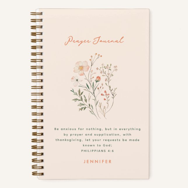 Boho Wildflowers Personalised Prayer Journal (Front)