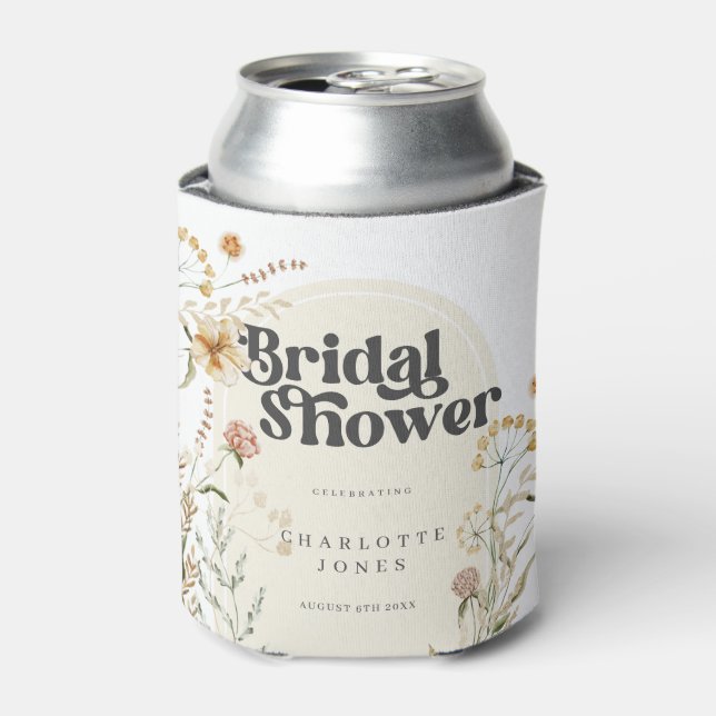 Boho Wildflowers Photo Arch Bridal Shower Favours Can Cooler (Can Front)