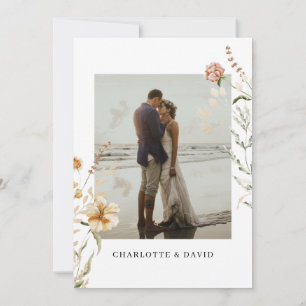 Boho Wildflowers Photo Bridal Shower Thank You Card