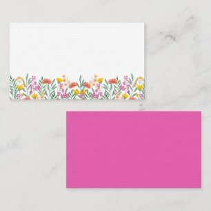 Boho Wildflowers Pink Floral Garden Wedding Place Card