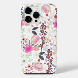 Boho Wildflowers Pink Floral iPhone 14 Pro Max Case