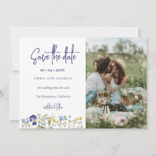 Boho Wildflowers QR Code Elegant Photo Wedding Save The Date