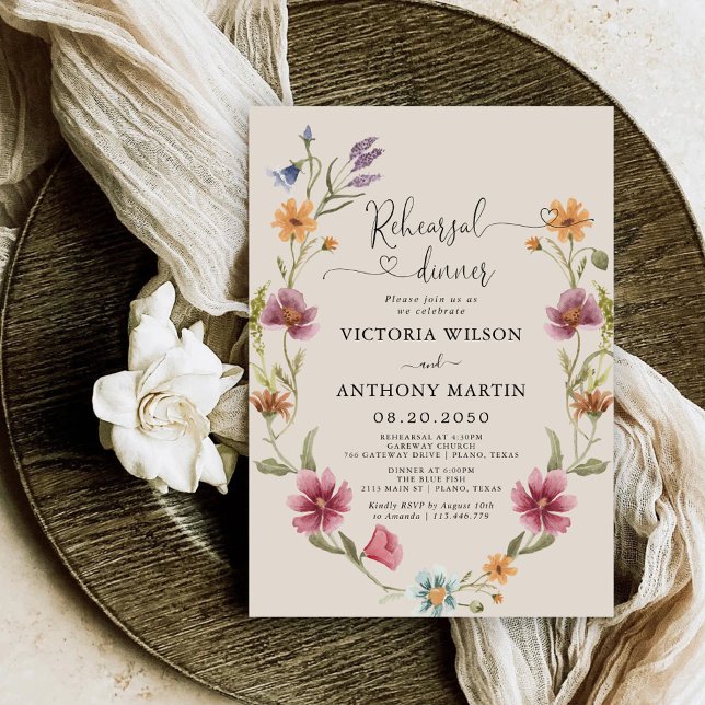 Boho Wildflowers Rehearsal Dinner Invitation (Creator Uploaded)