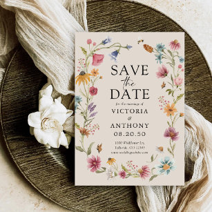 Boho Wildflowers Save The Date Cards