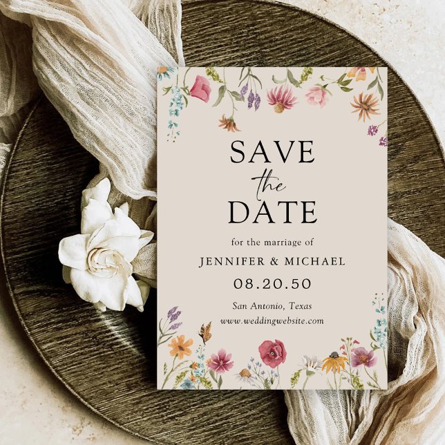 Boho Wildflowers Save The Date Cards (Creator Uploaded)